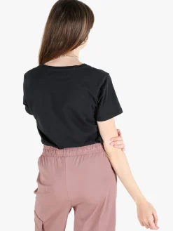 Renato Balestra T-shirt donna in cotone bielastico con scritta e strass