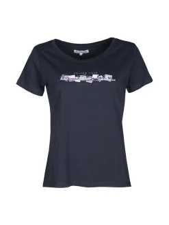 Renato Balestra T-shirt donna in cotone bielastico con scritta e strass