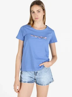 Renato Balestra T-shirt donna in cotone bielastico con scritta e strass