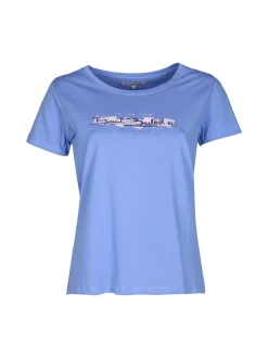 Renato Balestra T-shirt donna in cotone bielastico con scritta e strass
