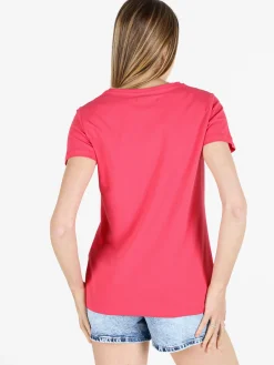 Renato Balestra T-shirt donna in cotone bielastico con scritta e strass