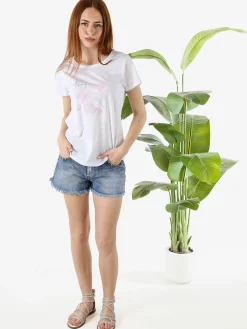 Renato Balestra T-shirt girocollo da donna con stampa colorata - bianco