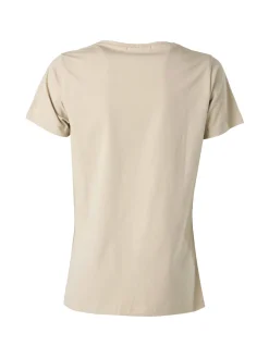 Renato Balestra T-shirt girocollo da donna in cotone con stampa e brillantini - sabbia