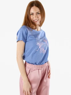 Renato Balestra T-shirt girocollo da donna con stampa colorata - cielo