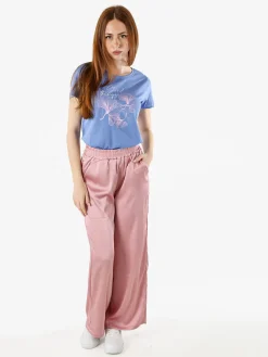 Renato Balestra T-shirt girocollo da donna con stampa colorata - cielo