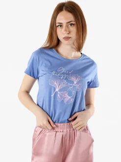 Renato Balestra T-shirt girocollo da donna con stampa colorata - cielo