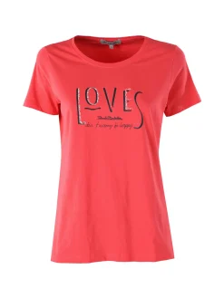 Renato Balestra T-shirt girocollo da donna in cotone con stampa e brillantini - nero