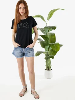Renato Balestra T-shirt girocollo da donna in cotone con strass e dettagli lurex - cipria