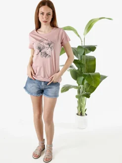 Renato Balestra T-shirt girocollo da donna con stampa colorata - cipria