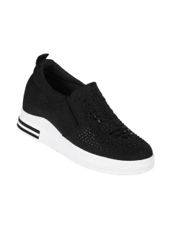 Renda Sneakers da donna in tessuto con zeppa e piccole borchie
