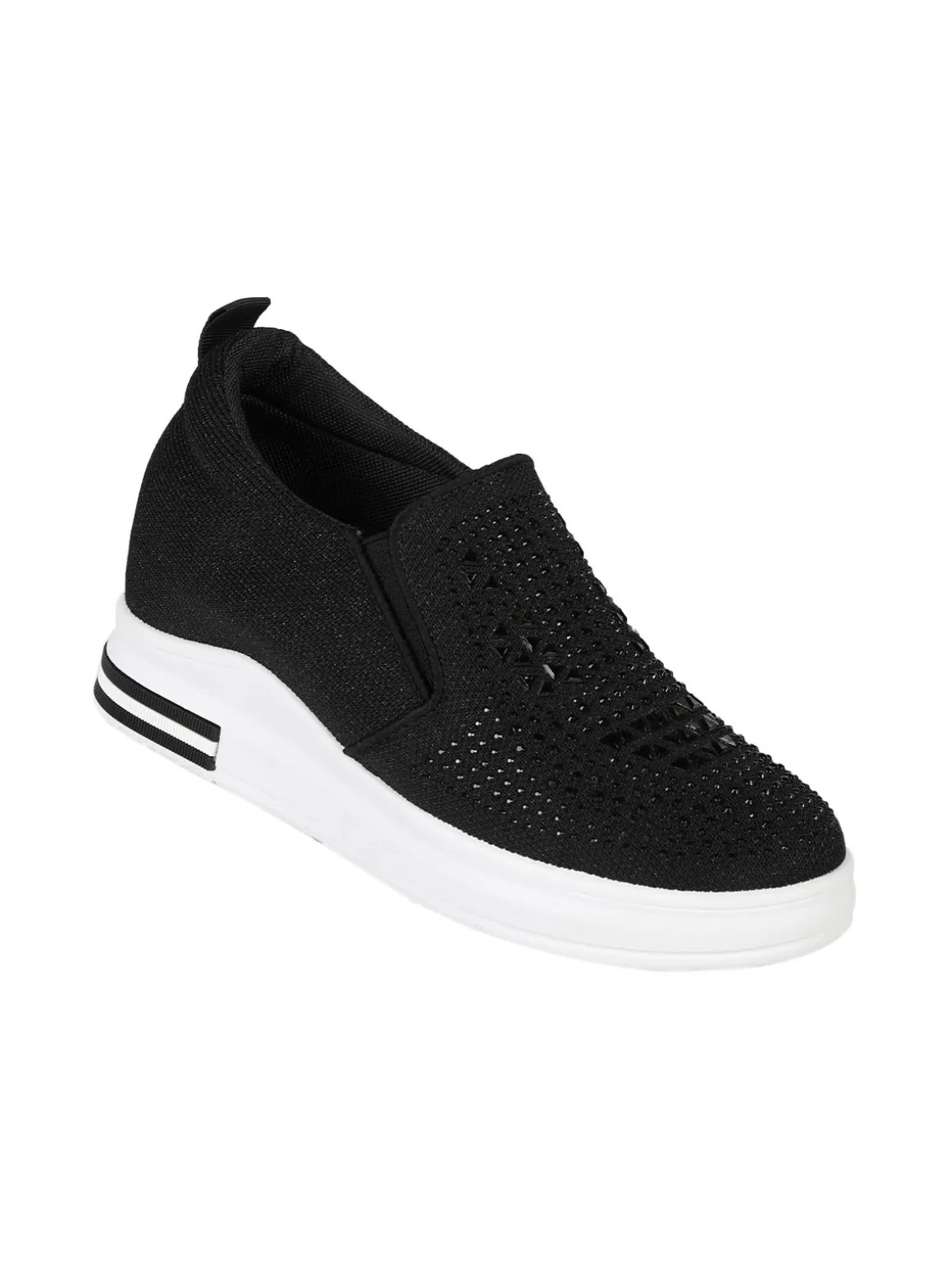 Renda Sneakers da donna in tessuto con zeppa e piccole borchie