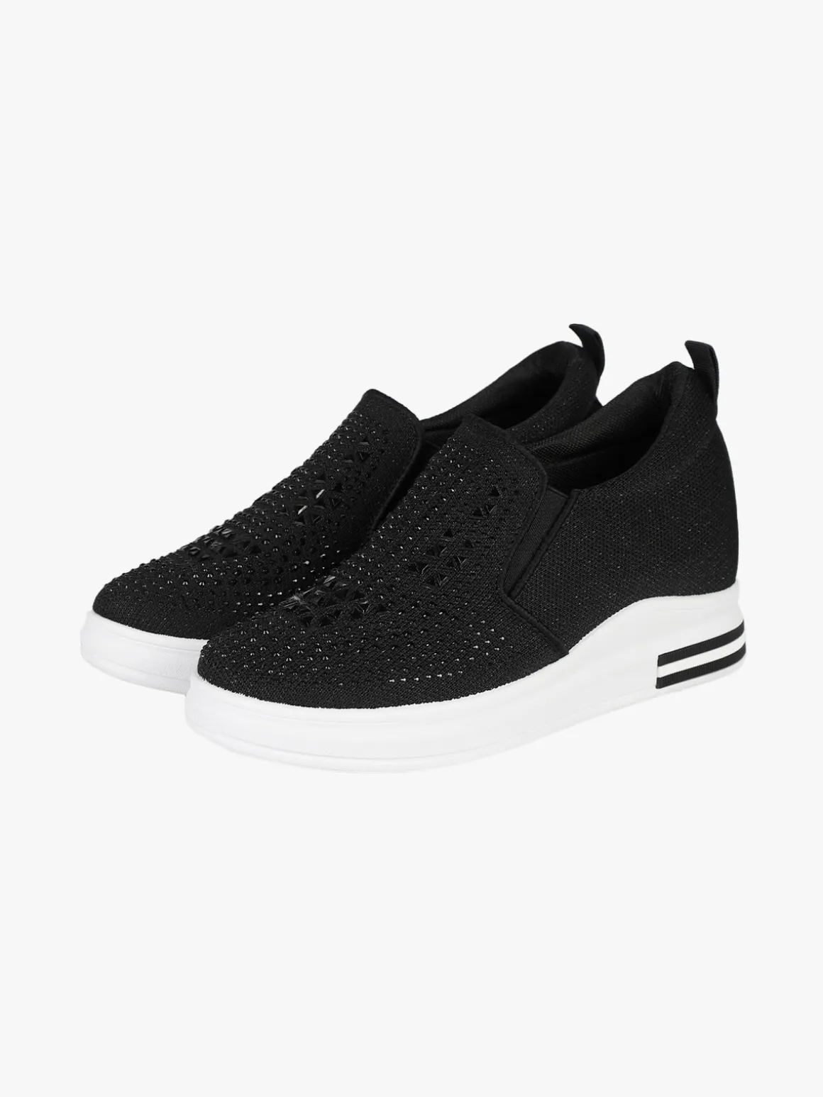 Renda Sneakers da donna in tessuto con zeppa e piccole borchie