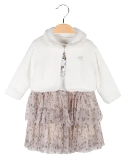 Re Panda Completo da neonata 2 pezzi con vestito e pelliccia sintetica
