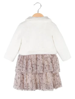 Re Panda Completo da neonata 2 pezzi con vestito e pelliccia sintetica