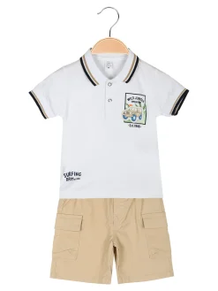Re Panda Completo da neonato con polo a maniche corte e bermuda