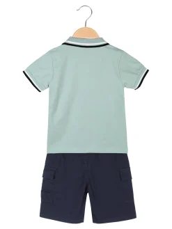 Re Panda Completo da neonato con polo a maniche corte e bermuda