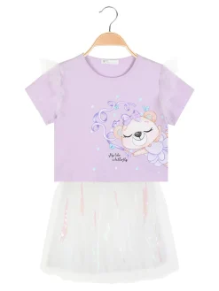 Re Panda Completo elegante da bambina con gonna in tulle