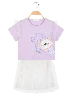 Re Panda Completo elegante da bambina con gonna in tulle
