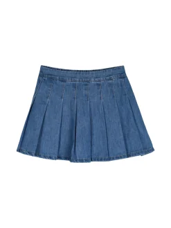 Re Panda Completo 2 pezzi da bambina con felpa oversize e gonna in jeans - bianco