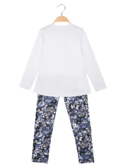 Re Panda Completo 2 pezzi da bambina con leggings fiorato