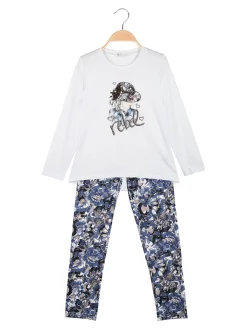 Re Panda Completo 2 pezzi da bambina con leggings fiorato