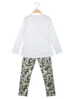Re Panda Completo 2 pezzi da bambina con leggings fiorato