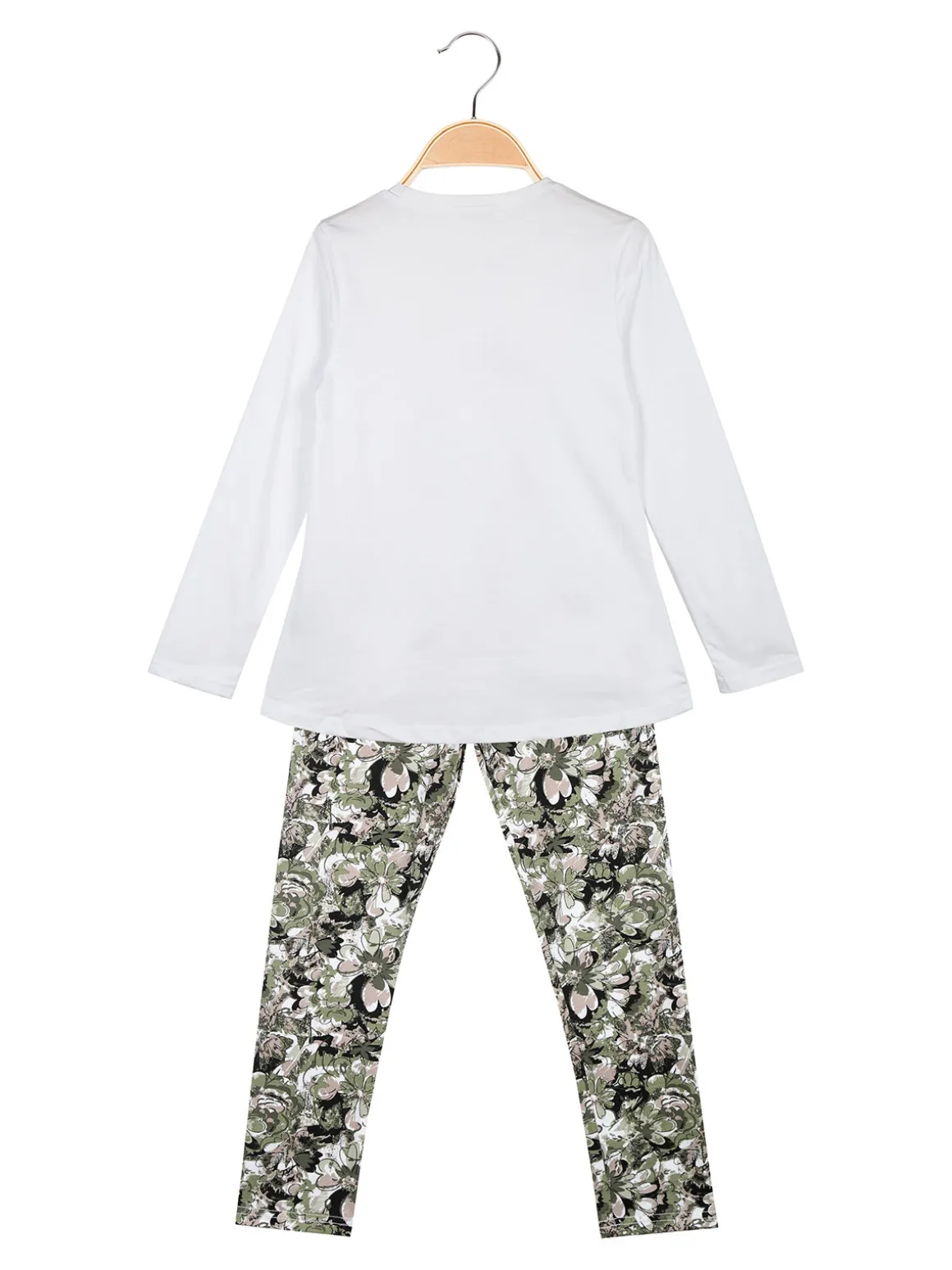 Re Panda Completo 2 pezzi da bambina con leggings fiorato