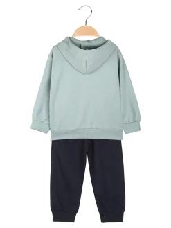 Re Panda Completo tuta 3 pezzi da neonato con cappuccio e zip - acqua marina