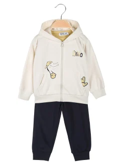 Re Panda Completo tuta 3 pezzi da neonato con cappuccio e zip - beige