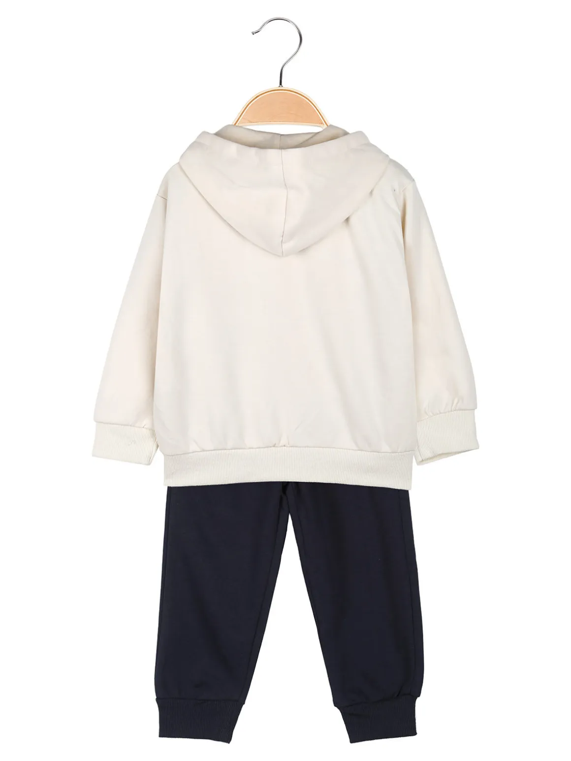 Re Panda Completo tuta 3 pezzi da neonato con cappuccio e zip - beige