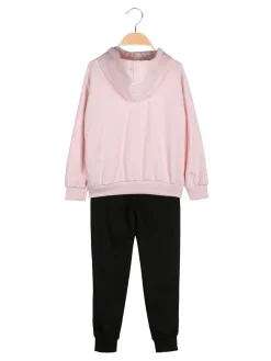 Re Panda Completo tuta 3 pezzi da bambina con cappuccio e zip - rosa