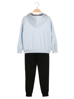 Re Panda Completo tuta 3 pezzi da bambina con cappuccio e zip - azzurro