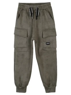Re Panda Pantaloni da ragazzo con tasconi e polsini - militare