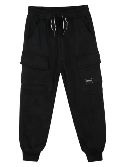 Re Panda Pantaloni da ragazzo con tasconi e polsini - nero