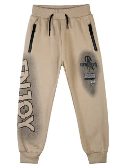 Re Panda Pantaloni tuta da bambino con polsini e interno caldo - khaki