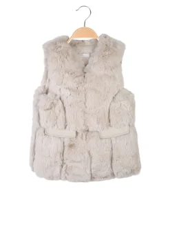 Re Panda Smanicato da bambina in ecopelliccia - beige