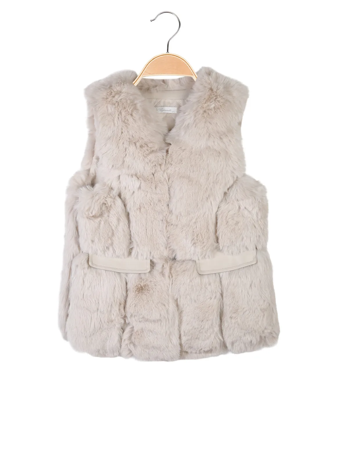Re Panda Smanicato da bambina in ecopelliccia - beige