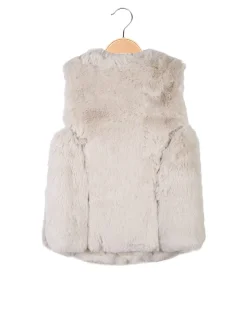 Re Panda Smanicato da bambina in ecopelliccia - beige