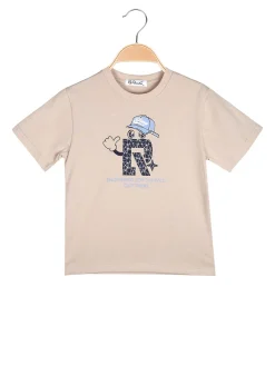 Re Panda T-shirt da bambino in cotone con stampa - beige