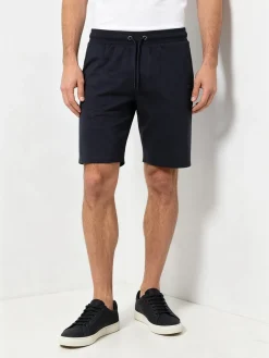 Rifle Bermuda da uomo in felpa di cotone con coulisse - blu scuro