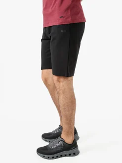 Rifle Bermuda da uomo in felpa di cotone con coulisse - nero