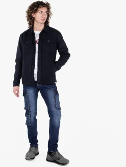 Rifle Giacca camicia da uomo effetto lana con bottoni