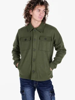 Rifle Giacca camicia da uomo effetto lana con bottoni