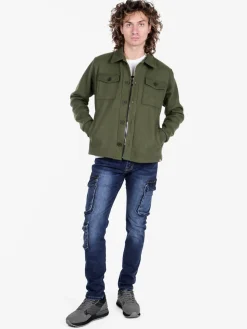 Rifle Giacca camicia da uomo effetto lana con bottoni