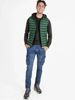 Rifle Gilet da uomo imbottito con cappuccio - verde