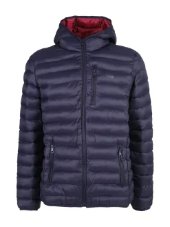 Rifle Giubbotto da uomo imbottito con cappuccio e zip - blu scuro
