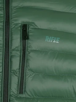 Rifle Giubbotto da uomo imbottito con cappuccio e zip - verde