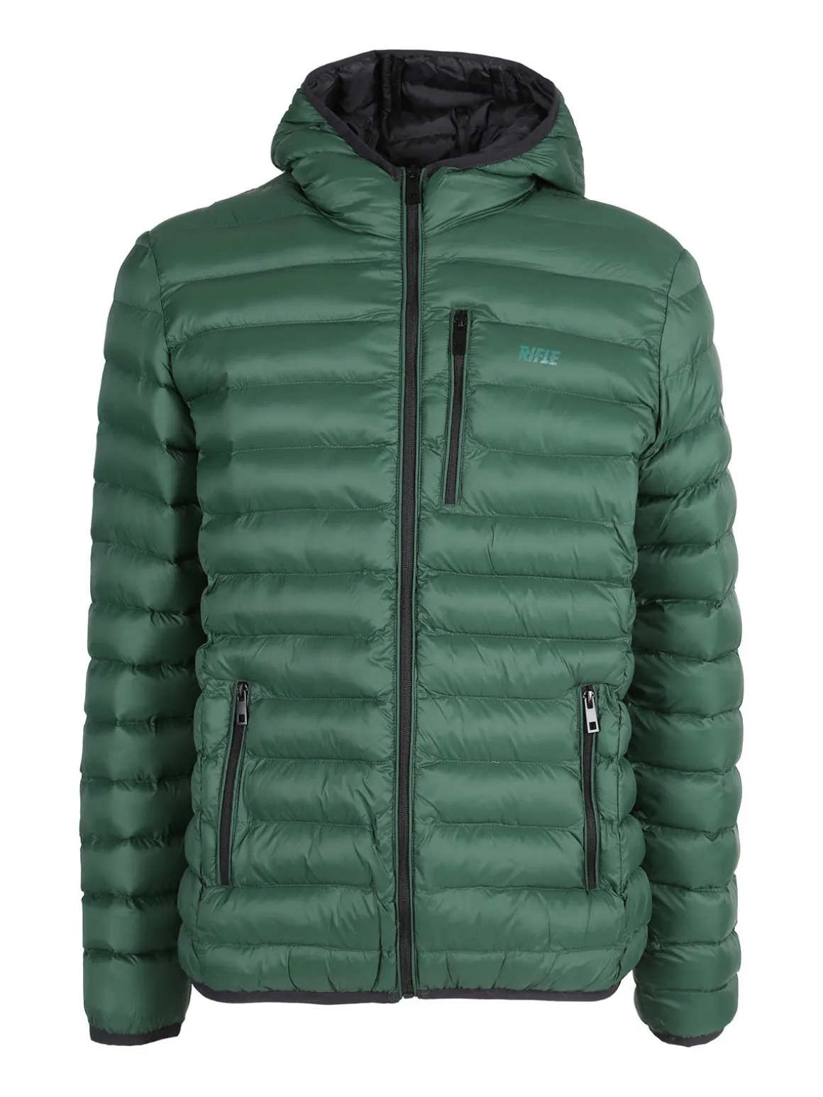 Rifle Giubbotto da uomo imbottito con cappuccio e zip - verde