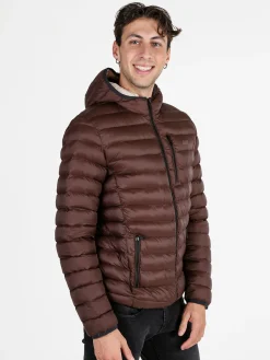 Rifle Giubbotto da uomo imbottito con cappuccio e zip - moro