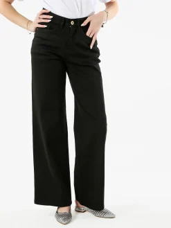 Rifle Pantaloni donna jeans a gamba larga - nero